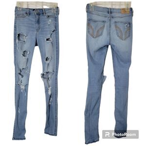 Hollister super skinny high rise jeans super distressed